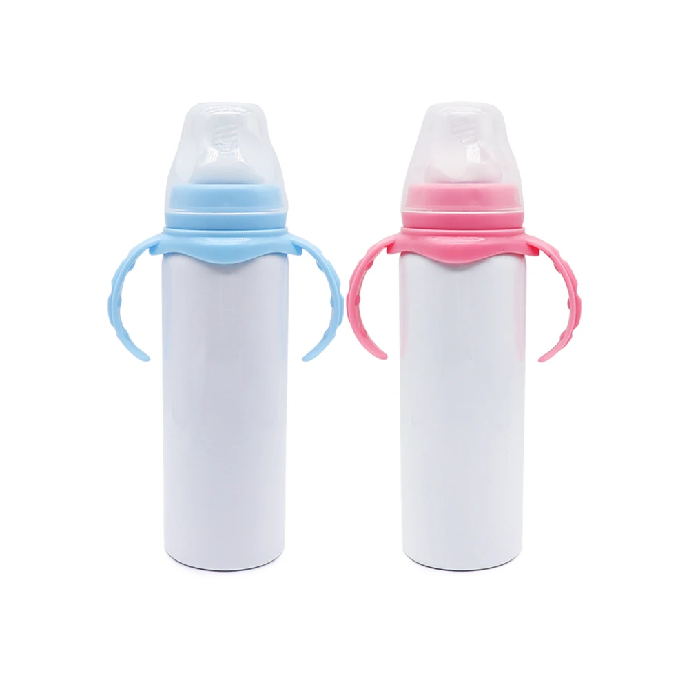 

Ready to Ship 240m double walled stainless steel white kid straight 8oz baby sublimation feeding bottle