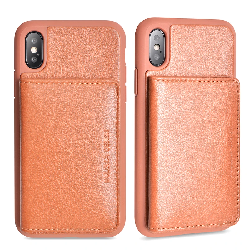 

PULOKA 3 in 1 Leather Microfiber Magnetic Kickstand Card Slot Wallet Phone Case Cover for Iphone X XR XS MAX