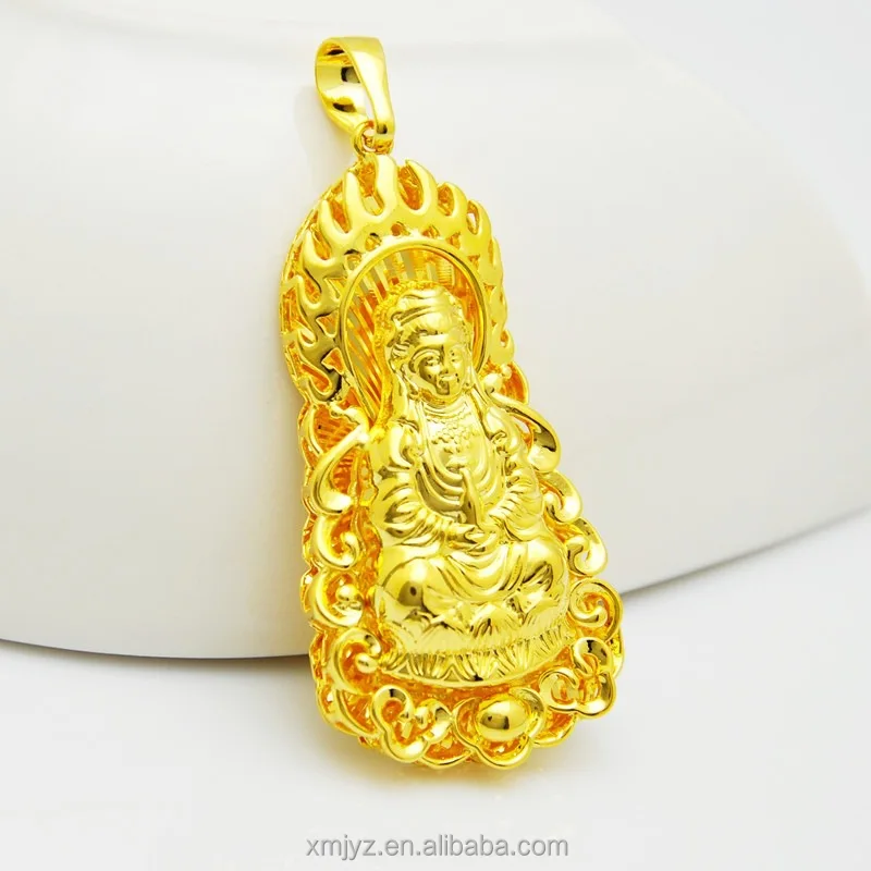 

Simulation Gold Hollow Flame Maitreya Buddha Avalokitesvara Pendant Men's And Women's Gold Plated Buddha Pendant Sand Spray Gold