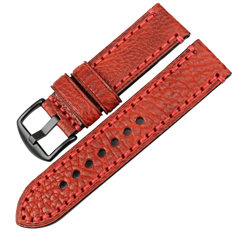 

MAIKES Fashion Red Watch Accessories Watch Band 20mm 22mm 24mm 26m For Watch Bracelets Cow Leather Strap Watchband