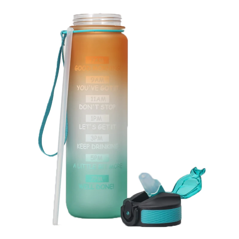 

1000ml BPA Free Portable Plastic Water Bottles Tritan material cup Time Marker motivational custom color logo, Customized color