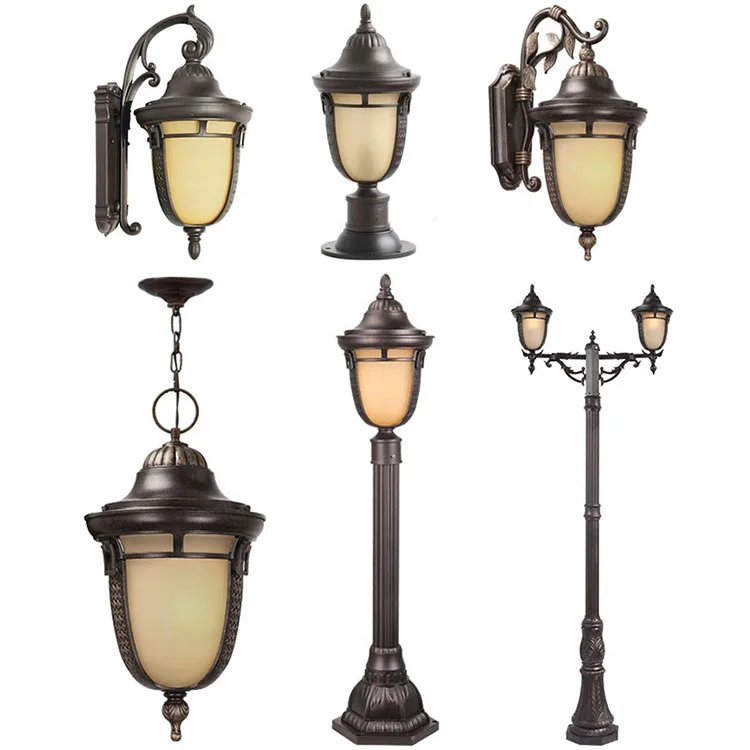 High quality Antique lantern top multi-heads garden street pathway high pole light garden post lamp