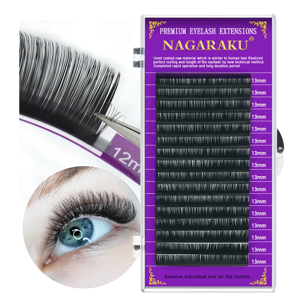 

NAGARAKU Individual eyelash extension Premium Faux mink 0.03 Mega volume ciliossuper soft False eye lash private label B C D, Natural black