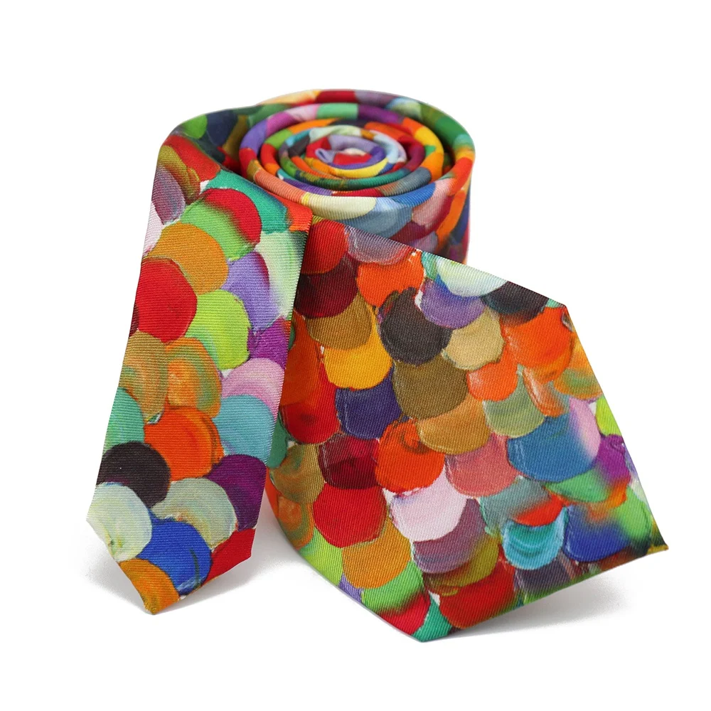 

Manufacturer Trendy Mens Business Tie Custom Colorful Paint Design Pure Silk Digital Printing Necktie