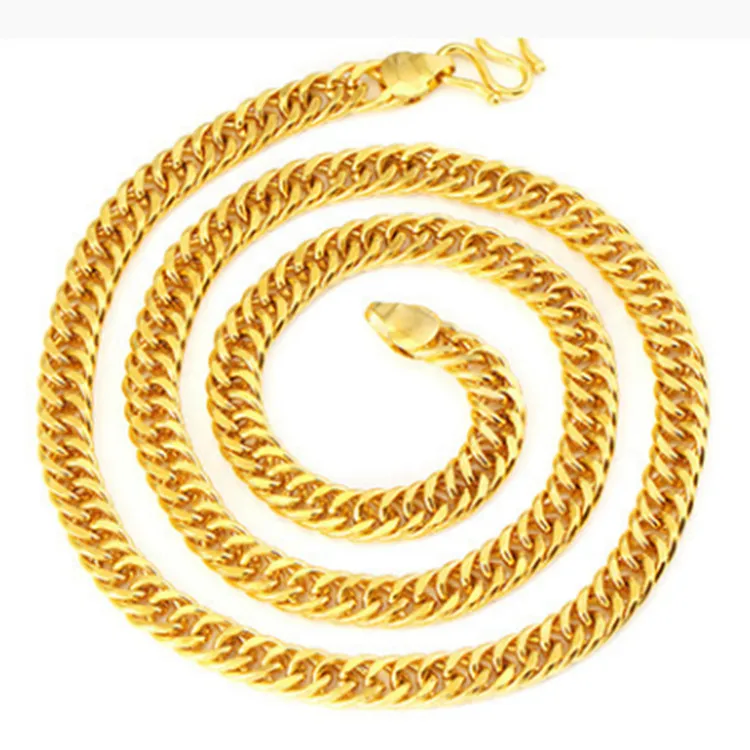 

5D hard yellow solid gold jewelry manufacturer fashion 61.38g 22inch pure 24k gold chain necklace jewelry for man, Yellow gold