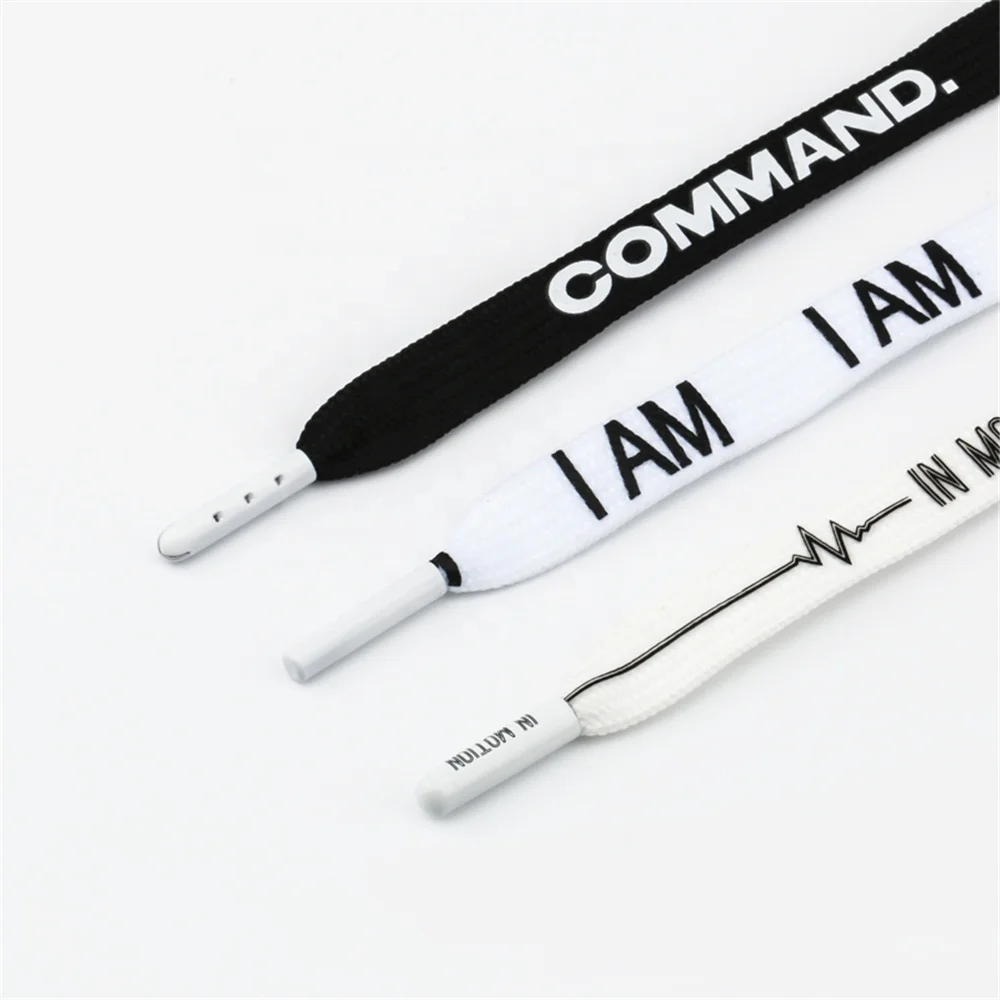 

Custom hoodie laces string Printing Logo Shoe Lace With Metal Aglet engrave aglet hoodie cod drawstring supplier, Custom color