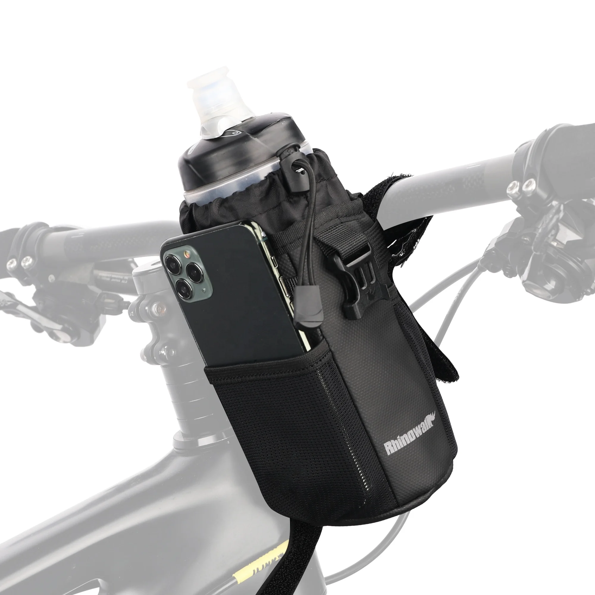

Rhinowalk Bikepacking Snack Bag Bicycle Seam Bag & Phone Pouch Set Bike Handlebar Drink Bottle Holder Pouch Pack, Black