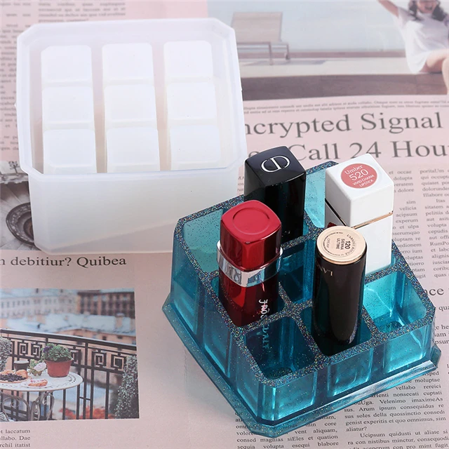 

DIY handmade BPA free shiny resin molds lipstick receptacle silicone mold, Stock or customized