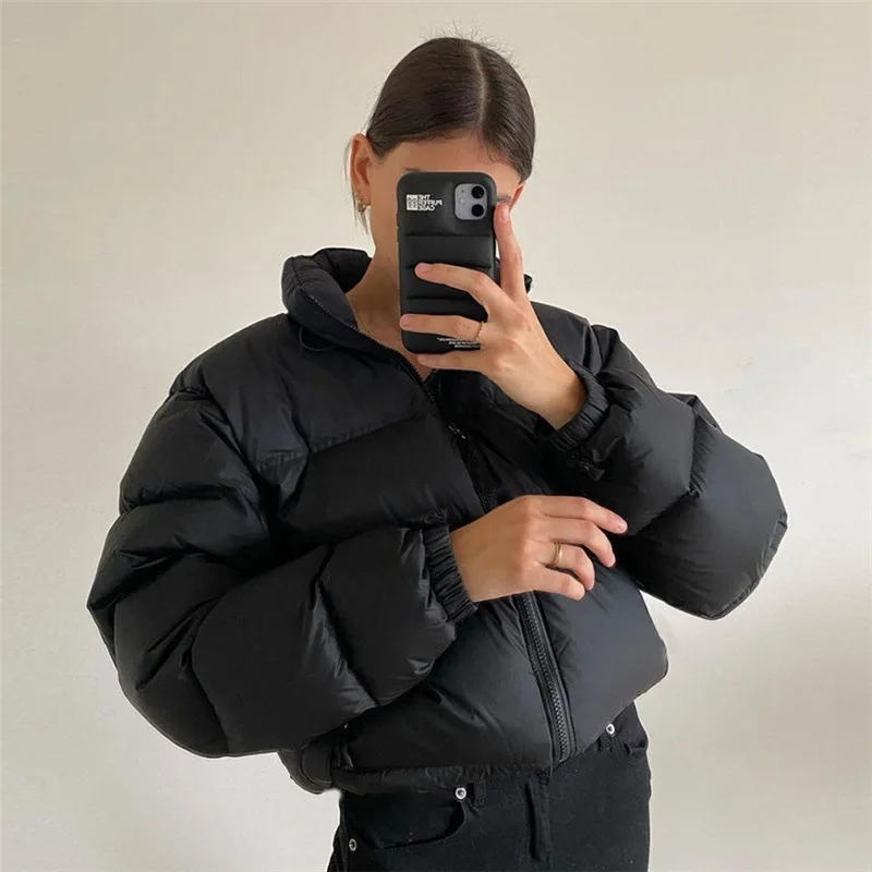 

Winter Women's Warm Bomber Jacket Fashion Stand Collar Padding Loose Warm Puffer Coat