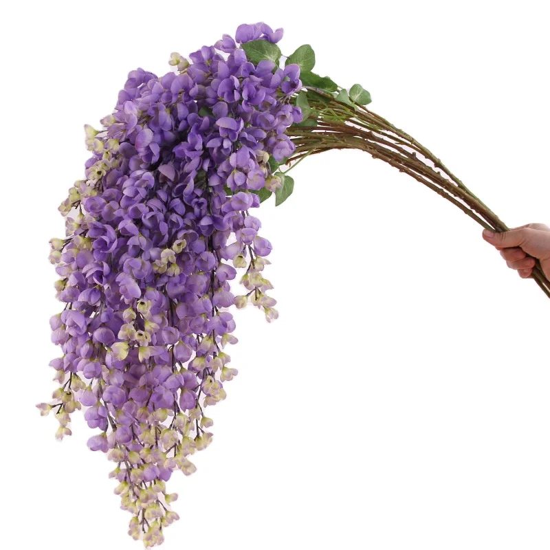 

Hot sale 6 forks silk wisterias hanging flowers artificial wisteria for wedding ceiling decor