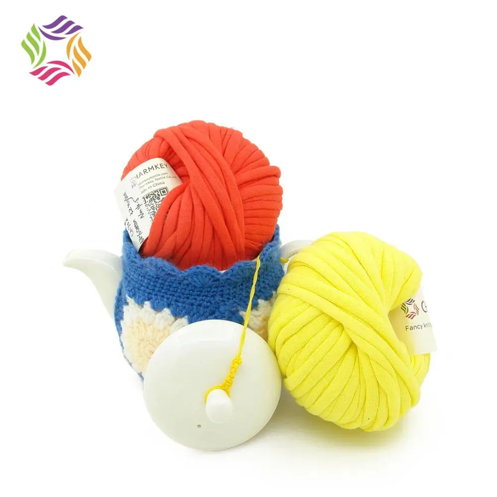 
Hot-sale brightly colored T-shirt yarn fancy knitting tape yarn for DIY bag and blanket with cotton and nylon 