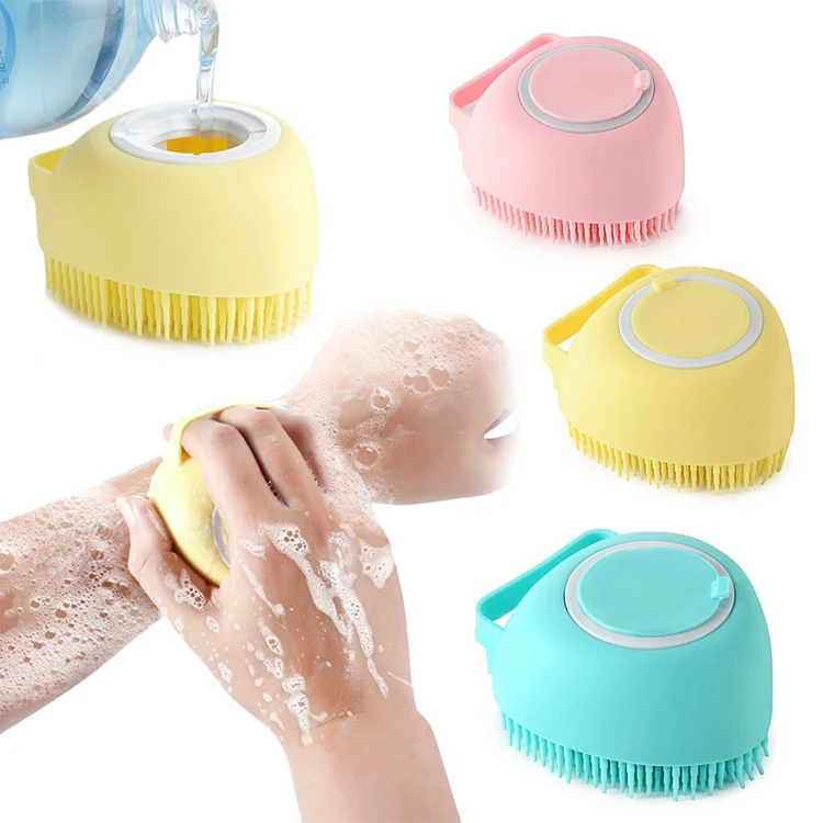 

Dog Cat Bath Brush Pet Massage Washing Soft Silicon Bath Pet Brush, Blue, pink, yellow