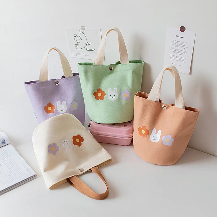 

YASEN Small Size Cute Cartoon Rabbit Women Canvas Bag 2022 New Colorful Cotton Material Shopping Bag For Student
