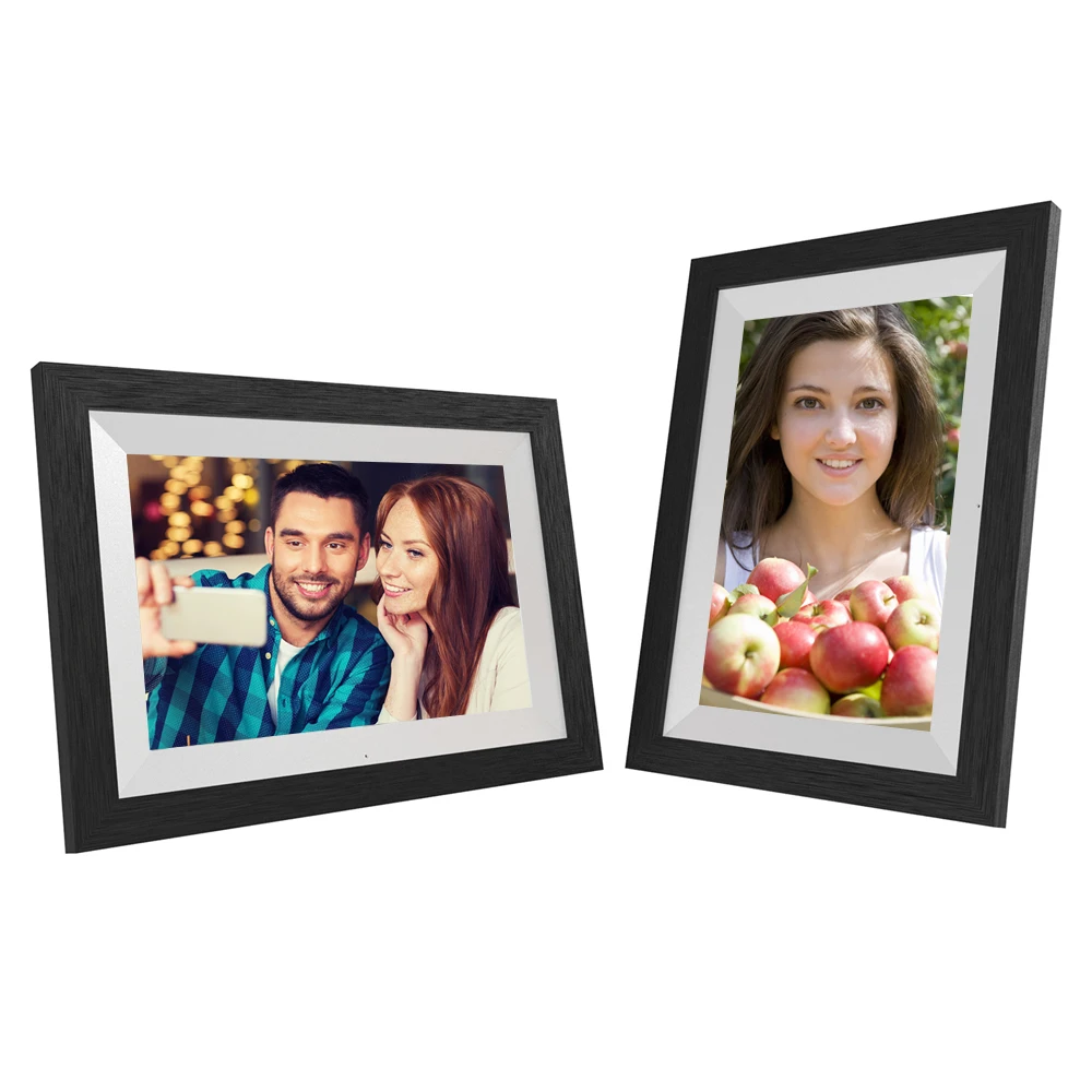 

Wood Border 10 inch Digital Photo Frame With Frameo App Sharing Precious Memories Via 10.1 inch IPS Digital Photo Frame