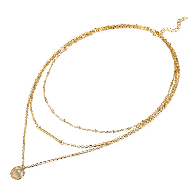 

Women jewellery 2021 choker custom vintage alloy necklace 3 layered necklaces