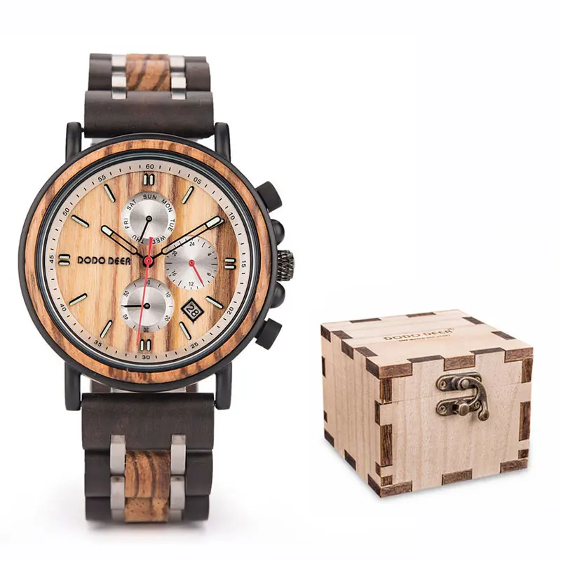 

DODO DEER multi-function men's wood watches oem chronograph brand your own logo watch