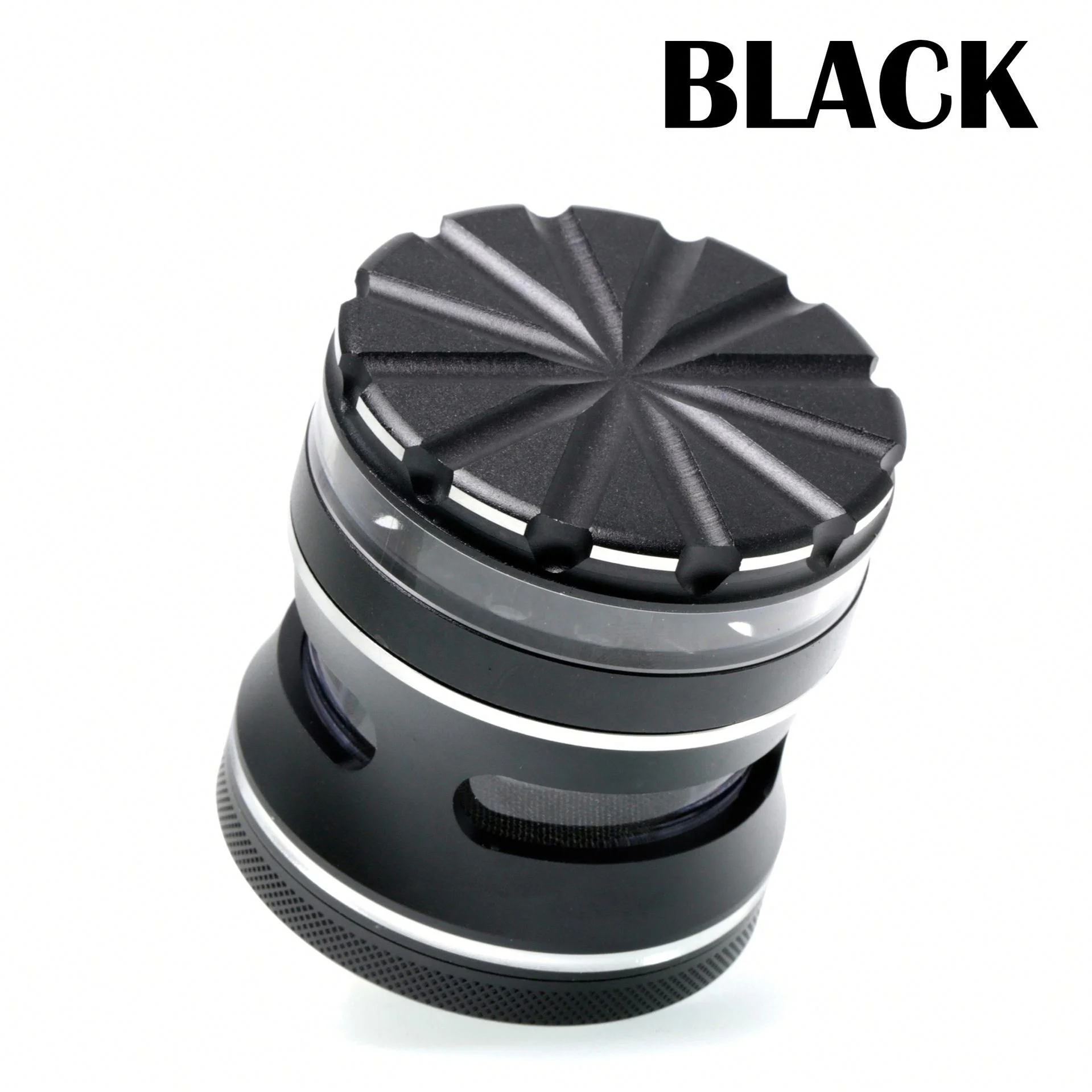 

Side Window Pattern Dry Herb Grinder Diameter  Aluminum Alloy 4-layer Herb Grinder Tobacco Grinder, Picture