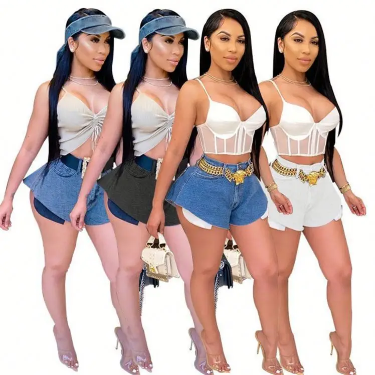 

sexy Summer mid waist super short Wide Leg denim pants Women Female Bottoms Ladies Trousers Jeans Pants