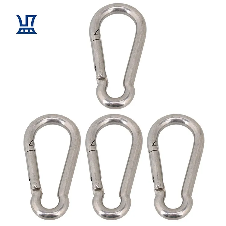 

BQLZR Free Shipping 4Pcs Snap Hook M8 Stainless Steel 304 Carabiner Spring Clips Hooks Screw Lock, Silver