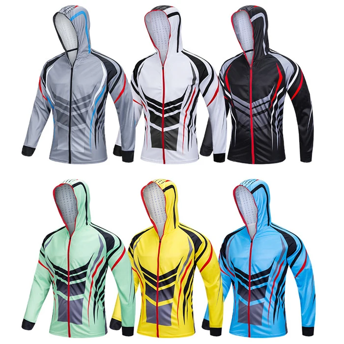 Wholesale 2020 New Design Sublimated Long Sleeve Fishing Wear Shirt With Hood Breathable Fishing Jersey
