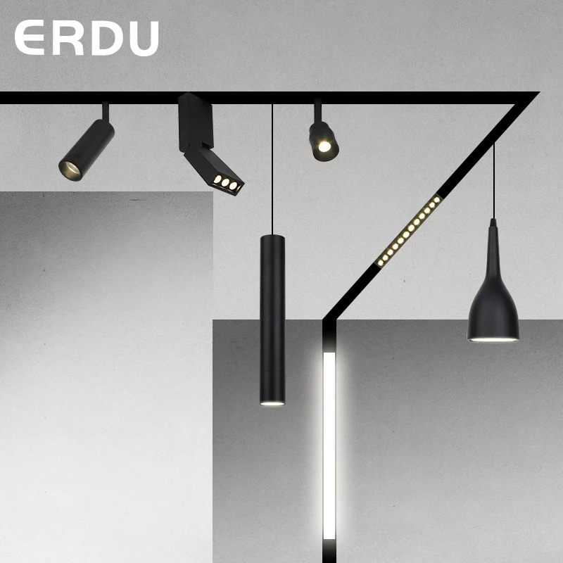 ERDU Led Track Lights accessory zoomable magnet light linear track light system rail 48v 6w 7w 12w 18w