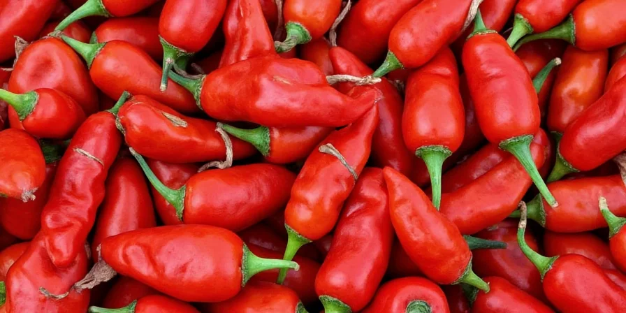 Different types of peppers on a wooden board