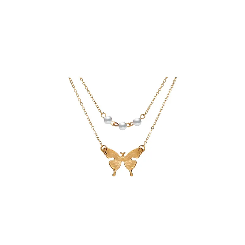

Copper alloy butterfly Necklace Jewelry 18k gold female fashion accessories copper Pendant Simple Clavicle Chain necklaces, Gold color