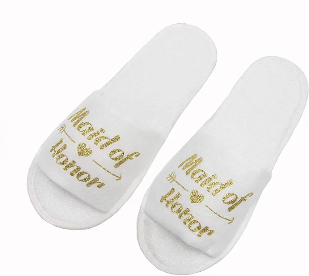 
Bachelorette Party Wedding Slippers Bride Maid of Honour Bridesmaid 6 Pack Spa Hotel Slippers US Women Size 11(A) 