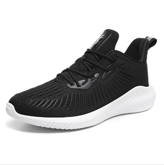 

new arrivals brand lightweight black white summer knitted power sport men running sports shoes, White black beige