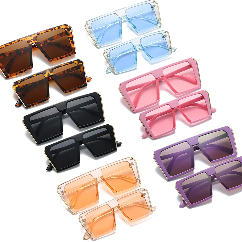 

OUSEN Wholesale 2021 Women Kids Matching Trendy Set Oversized Square Mommy And Me Shades Sunglasses, Matching color sunglasses