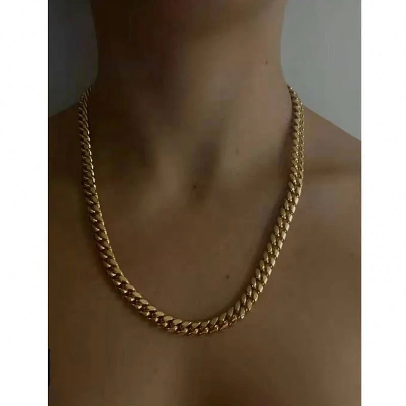 

Jewelry 18K PVD Gold Plated Chunky Cuban Chain Necklace 2021 Stainless Steel Jewelry