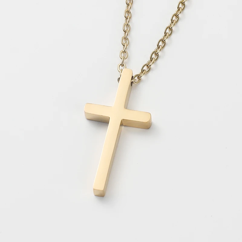 

Customized Size Unisex Stainless Steel 18K Gold Cross Necklace