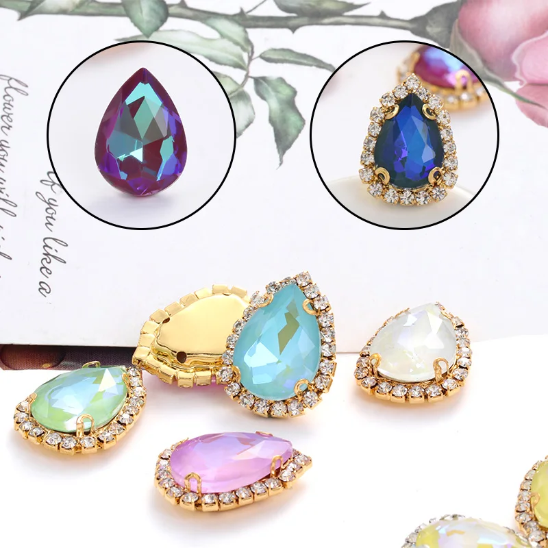 

High Quality Water Drop Crystal Buckle Stone MI Series Rhinestone With Claw For Ladies Clothes Bags Shoes Phone Case