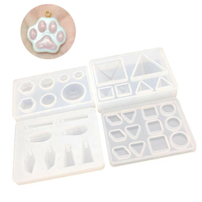 

DIY Crystal Epoxy Mould Pendant Ring Earring Silicone Pendant Mold Making Jewelry For Resin Necklace Mould Craft DIY Tools, White