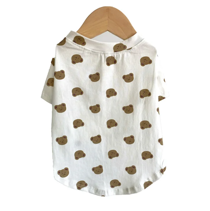 

Cute Bear Print Dog T-Shirts Summer Light Pet Clothes Cotton Dog Clothes
