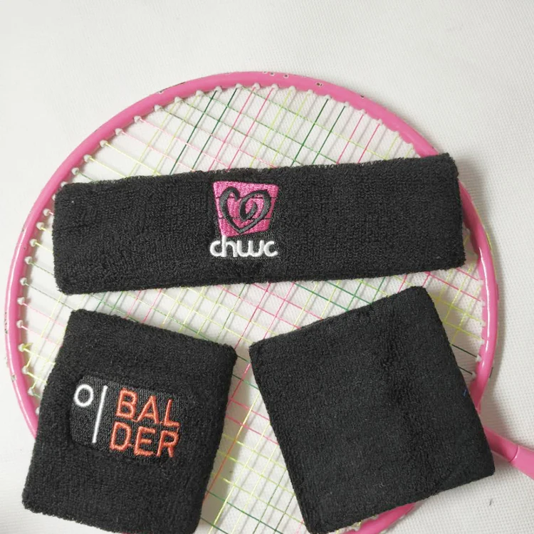 
Custom sweatband Sports headband Embroidery cotton Sweatbands No Minimum order rainbow terry sweat wrist band head bands cycling 