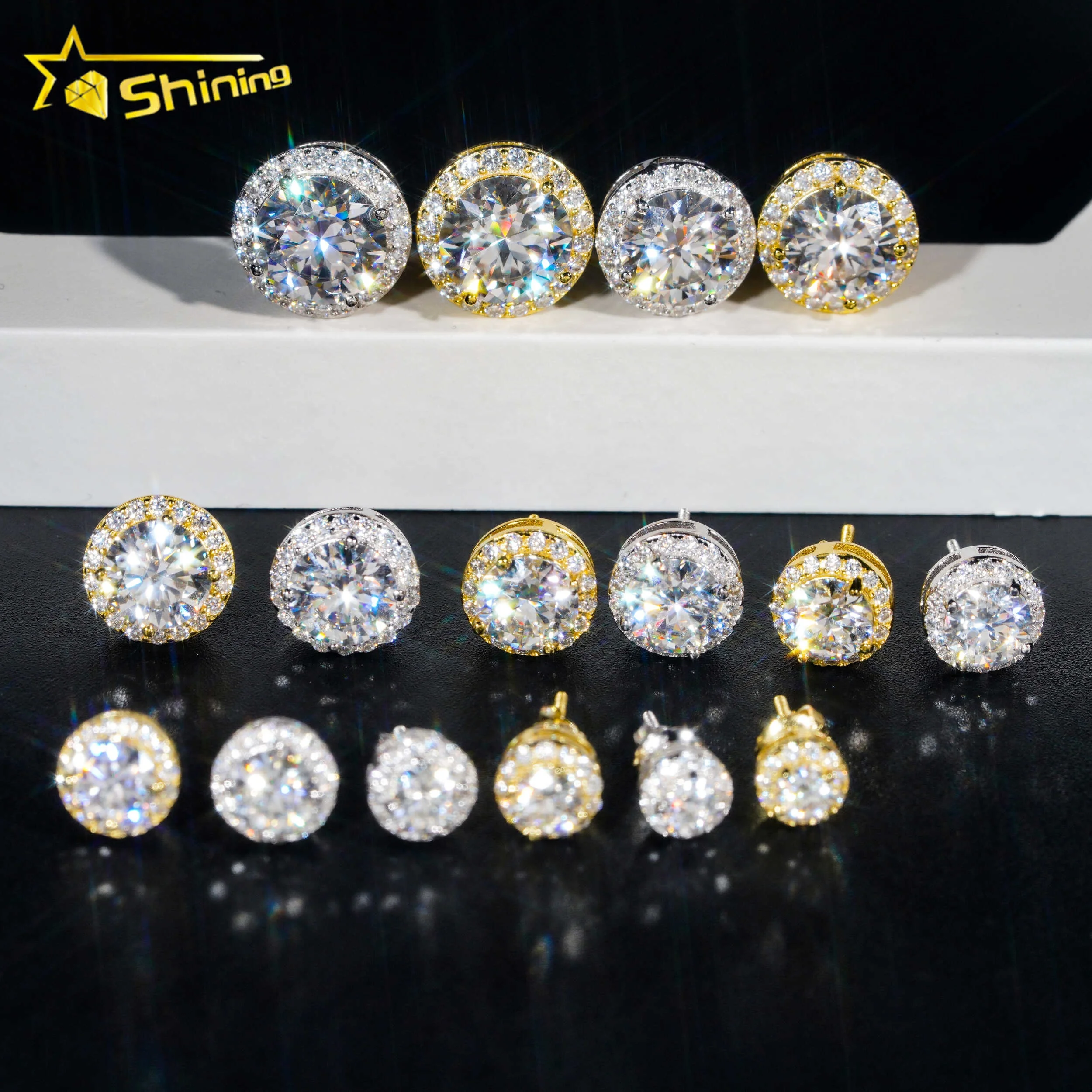 Ready to Ship New Arrivals Classic Pass Diamond Tester 925 Silver Gold Plated VVS Diamond Moissanite Stud Earring