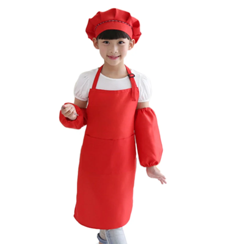 

H430 Kitchen Dining Wholesale Customizable Polyester Multi Colour Children Apron Cooking Baking Art Painting Pocket Kids Aprons