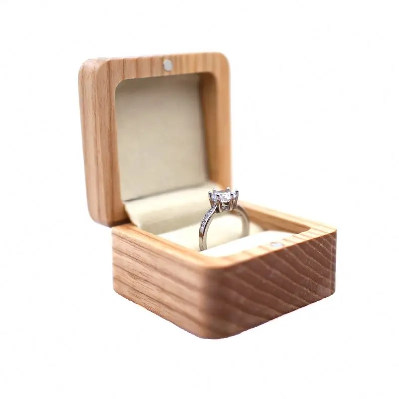 

Fashionable black walnut solid wood ring jewelry gift packing storage box with magnet customized LOGO