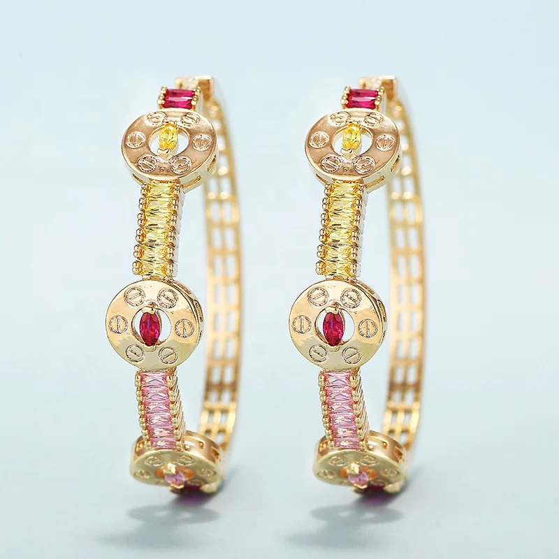 

Fashion Gold Plated Hoop Earrings Cubic Zircon Jewelries Women Luxury Earrings for Engagement