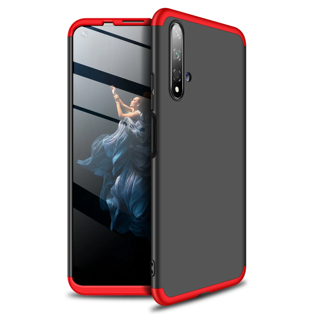 

GKK Original 360 CASE 3 in 1 Phone Case for Huawei Nova 5T Fundas Coque Back Cover Cases, Red-black(9 colors)