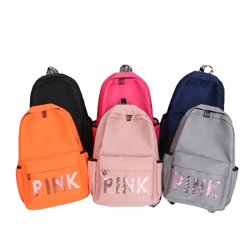 

Fashion Oxford Sequin Pink School Bag Girls Laser Letter outdoor backpack Custom Leisure Backpack