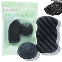 

free sample 100% Natural body Sponge 2 Pack bamboo charcoal skin care konjac sponge