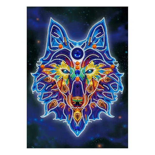 

5D DIY Luminous Diamond Painting Wolf Shape Full Diamond Embroidery Cross Stitch Home Decor Wall Painting Holiday Gift
