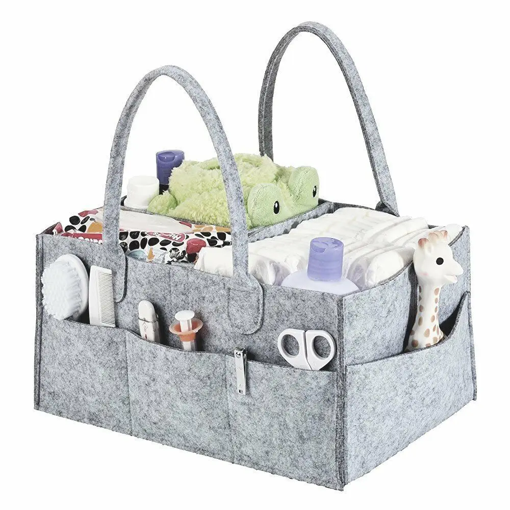 

Wholesale Travel Baby Shower Gift Basket Felt Baby Storage Diaper Caddy Organizer Diaper Tote Bag, Customized colors