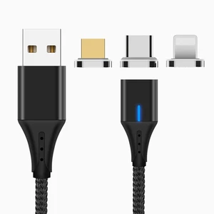 Wholesale cheap on-stock led lighting cable micro usb cell phone accessories magnetic fast charging micro/usb c/ios data cable