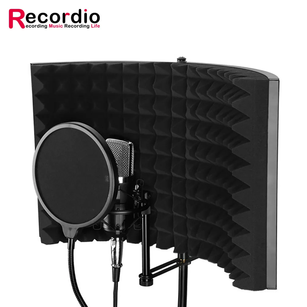 

GAZ-200 Studio recording microphone accessories sound-absorbing foam board alloy sound-proof shield folding microphone, Black