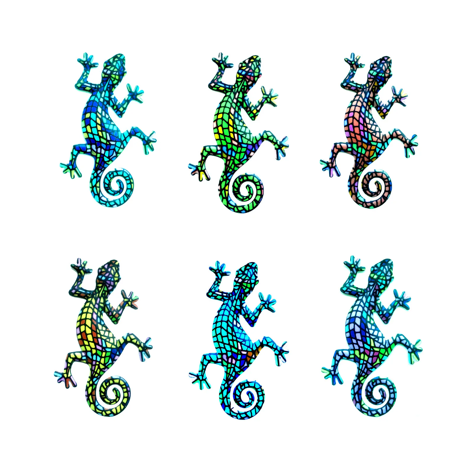 

Set of 6 outdoor garden lizard metal decorations painted gecko wall art decor