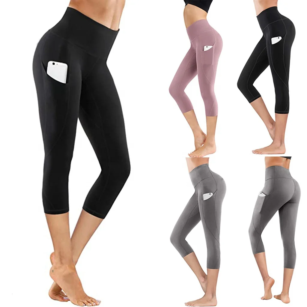 

Summer Fitness Running Sports Yoga Pants With Pockets For Women Yoga Leggings, 3 colors