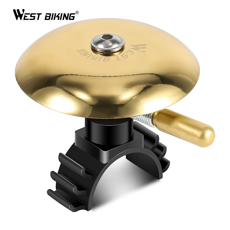 

WEST BIKING New Vintage Copper Bicycle Bell Classical Handlebar Ring Clear Sound MTB Road Bicycle Horn Cycling Alarm Accessories, Gold